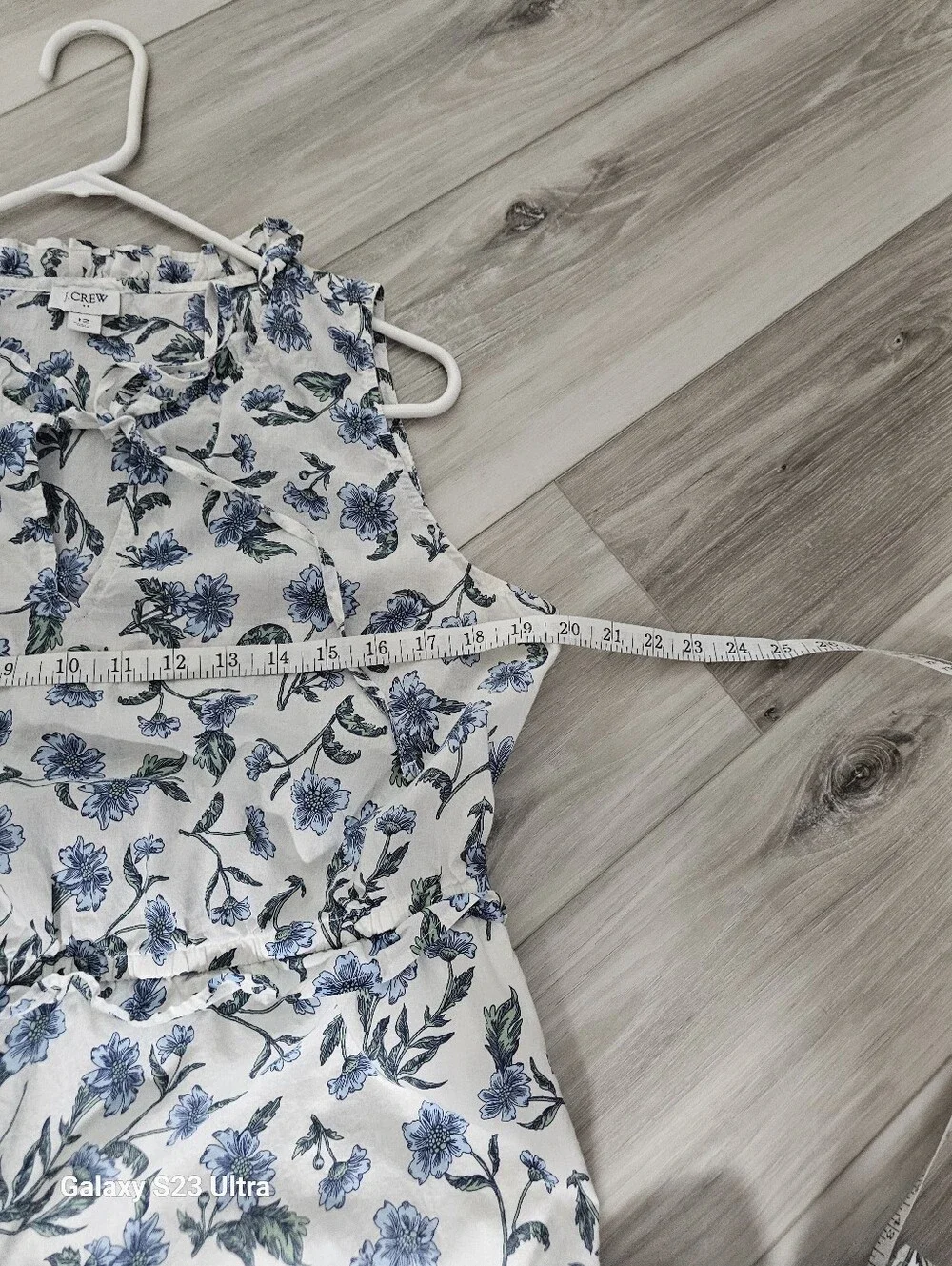 J. Crew White Midi Dress with Blue Floral Print Sz 12
